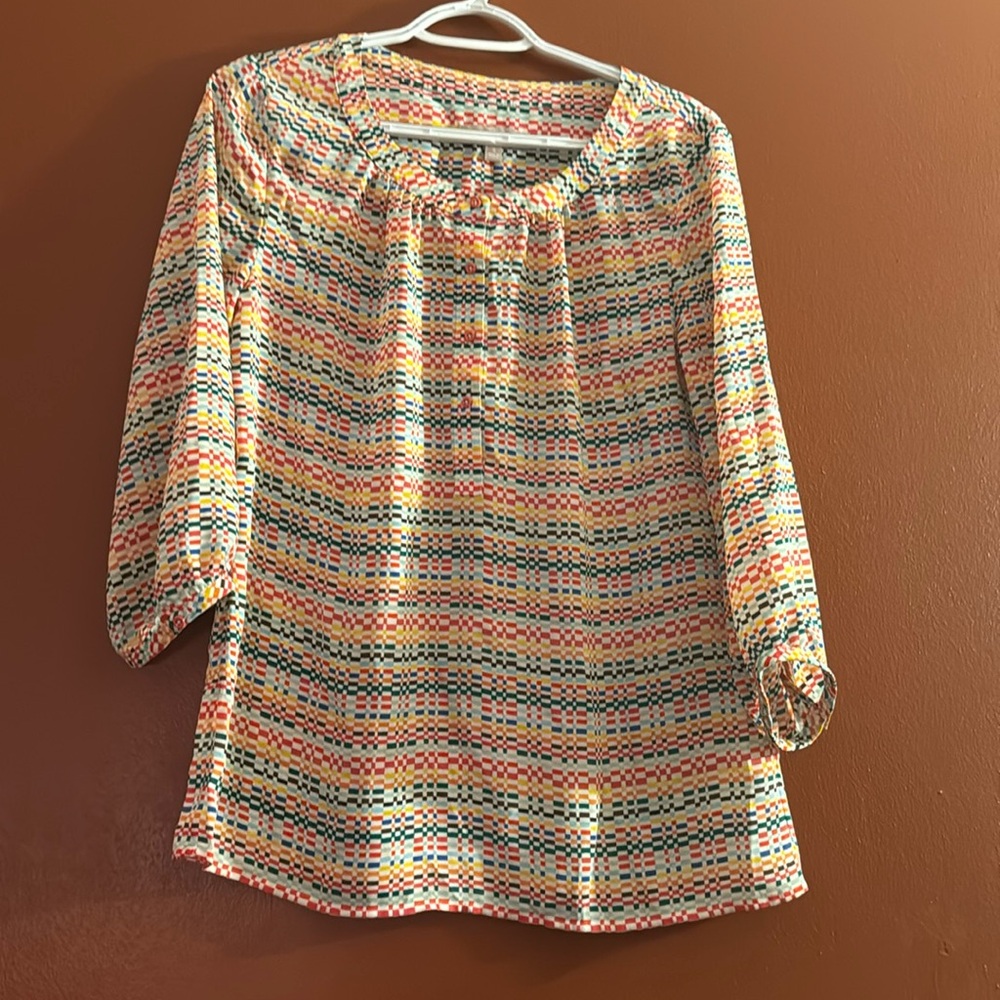 Banana Republic Rainbow Pixel Print Blouse